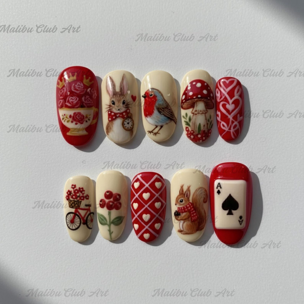 Whimsical Wonderland Bunny Nails