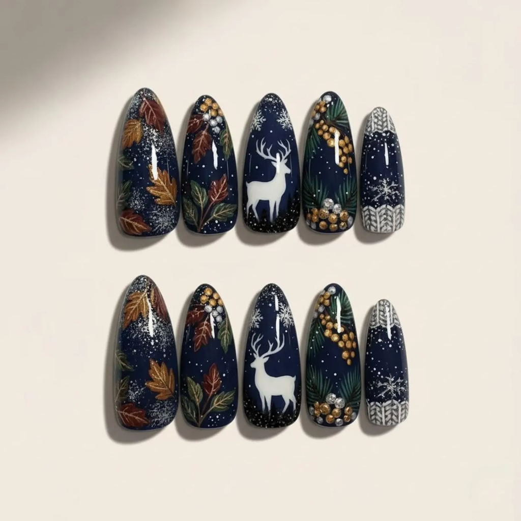 Christmas Holiday Reindeer Nails