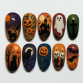 Haunted Halloween Pumpkin Press On Nails