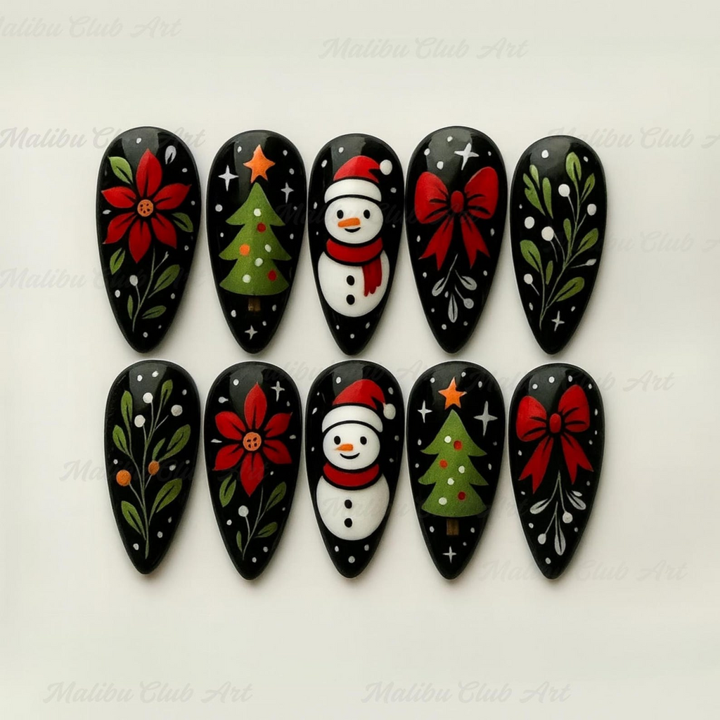 Christmas Snowman Press On Nails