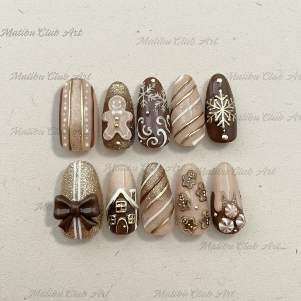 Gingerbread Cookie Christmas Press On Nails