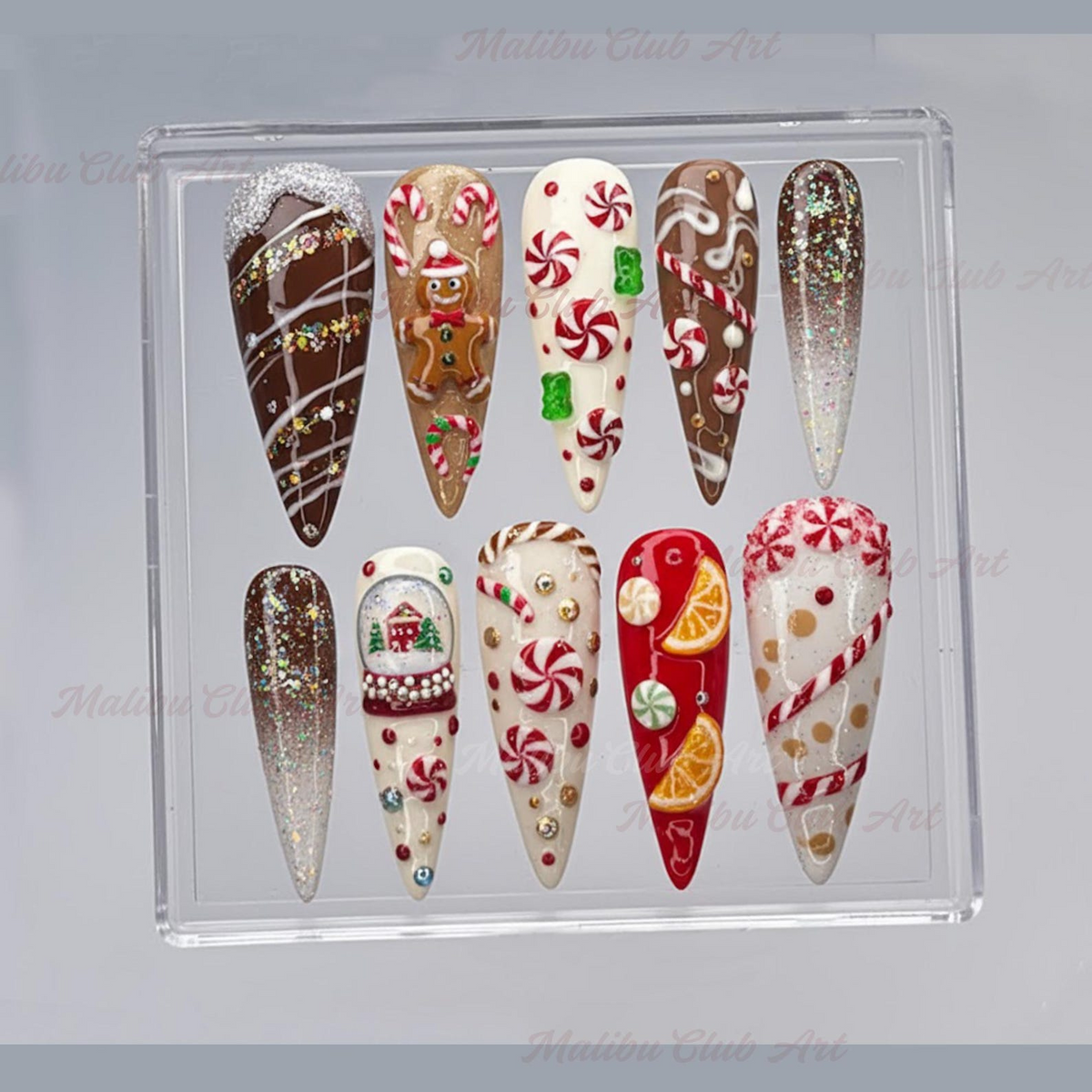 Gingerbread Christmas Press On Nails