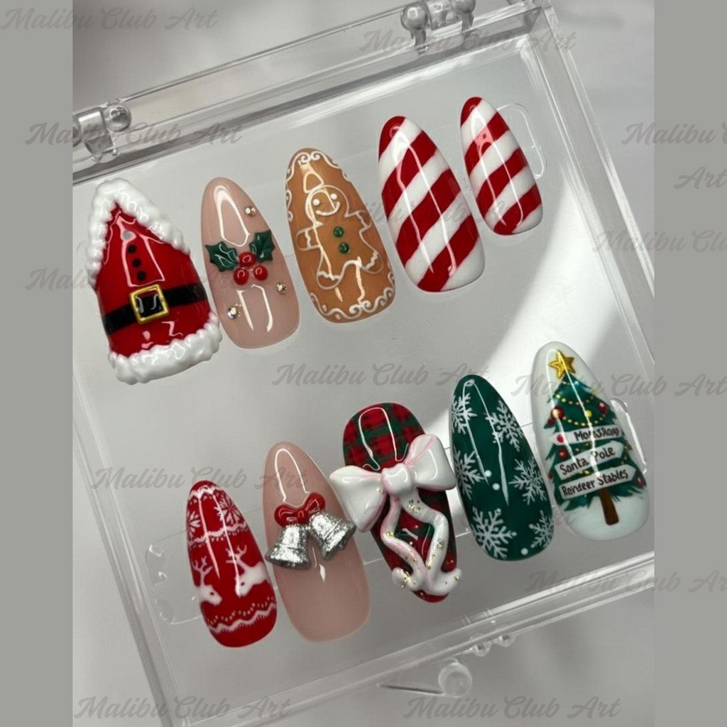 Vintage Christmas Snowflakes Press On Nails