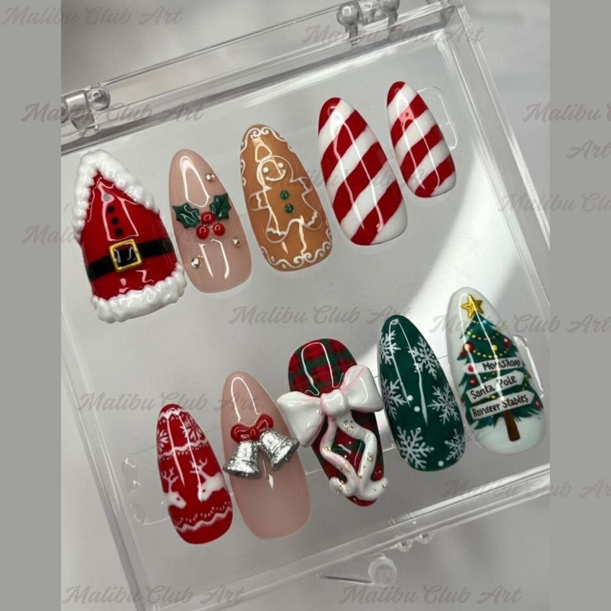 Vintage Christmas Snowflakes Press On Nails
