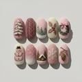 Whimsical Mistletoe Pink Christmas Nails