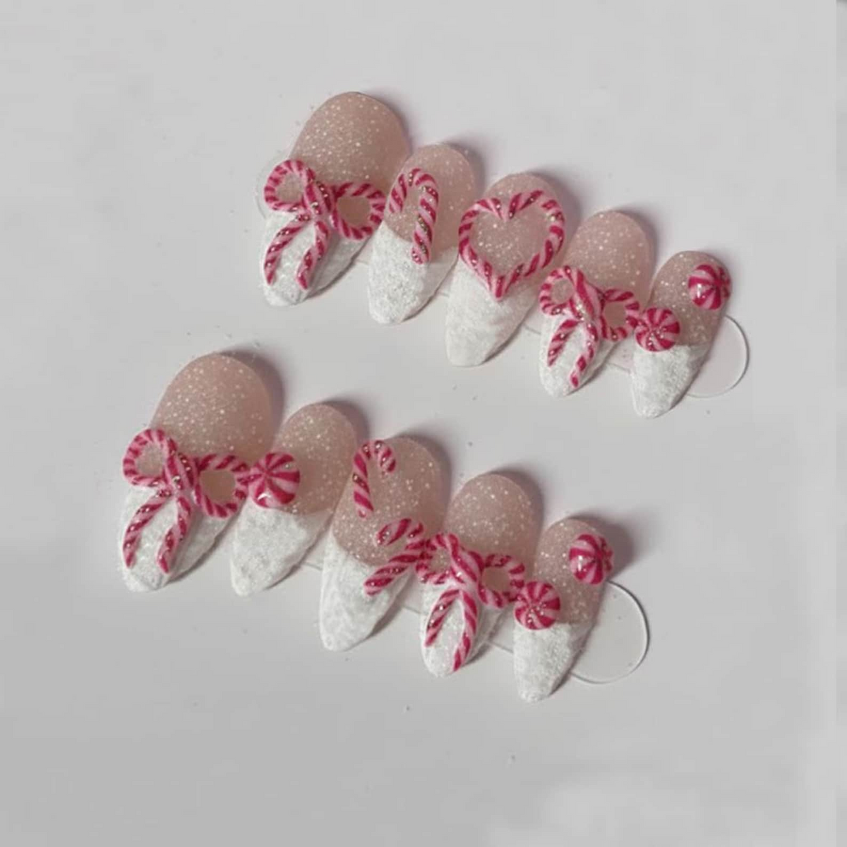 Peppermint Candy Cane Christmas Nails