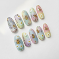 Pastel Bee Floral Nails