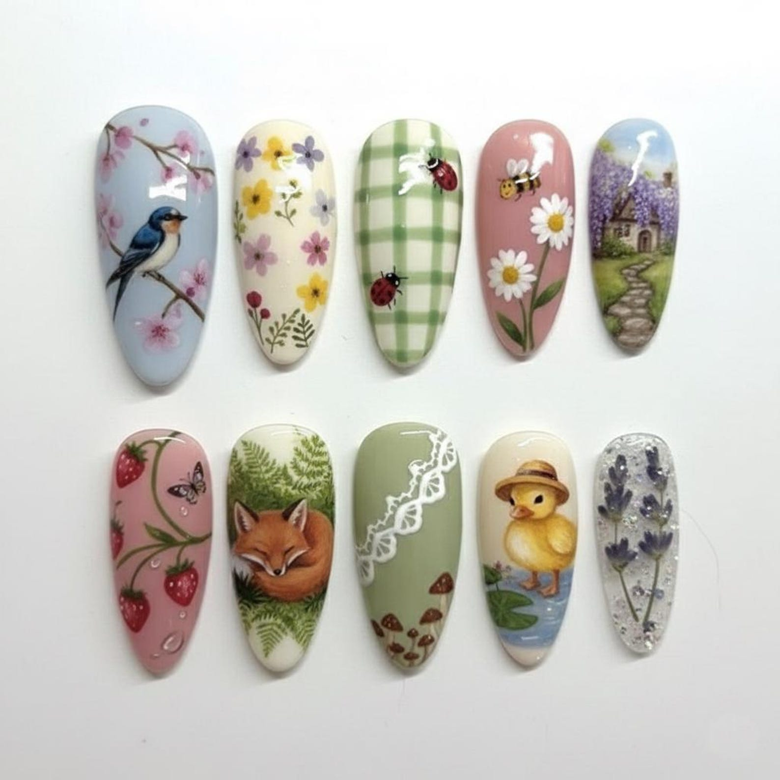 Cottagecore Spring Garden Press On Nails