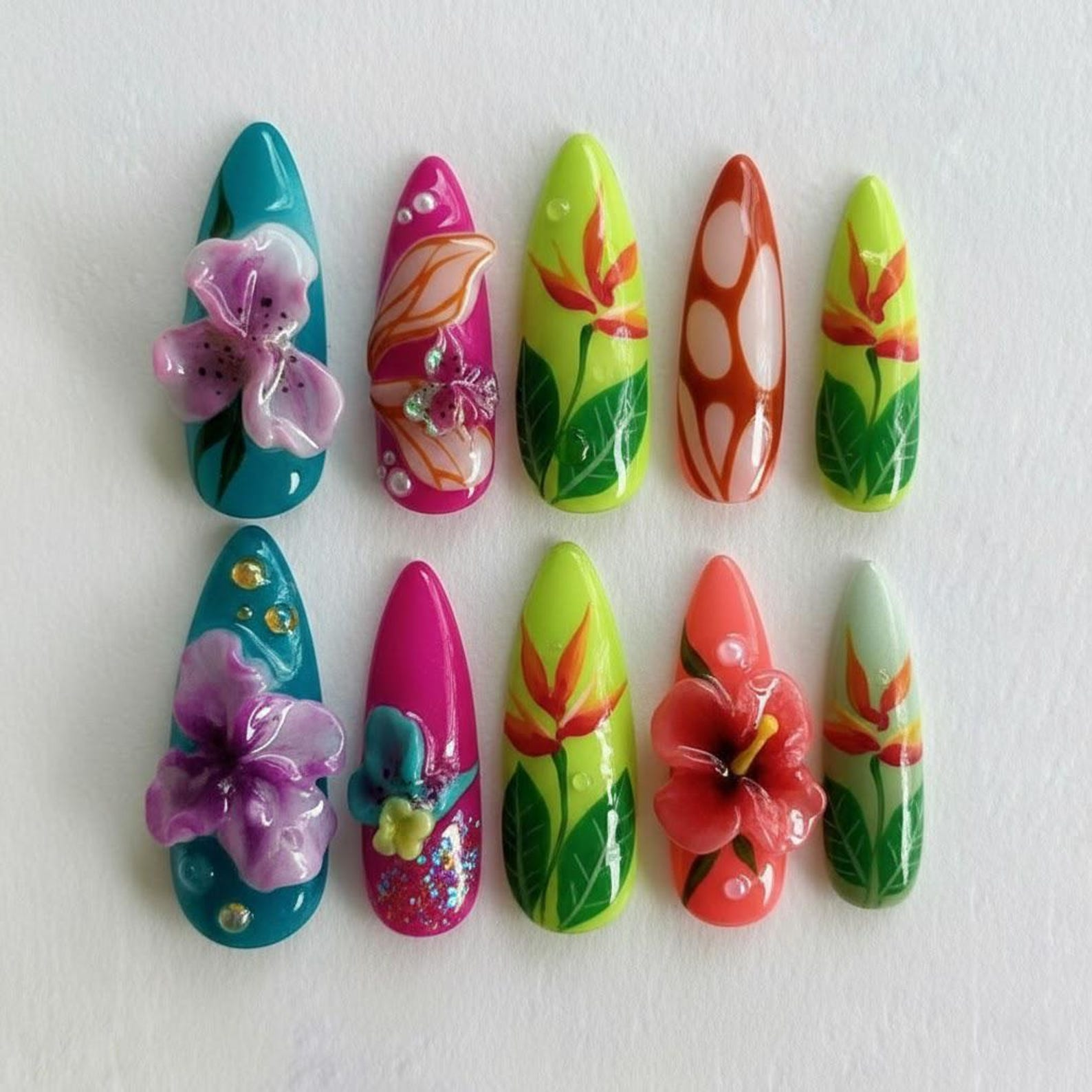 Tropical Ethereal Garden Bloom Nails