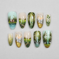 Hand Painted Golden Forest Nails