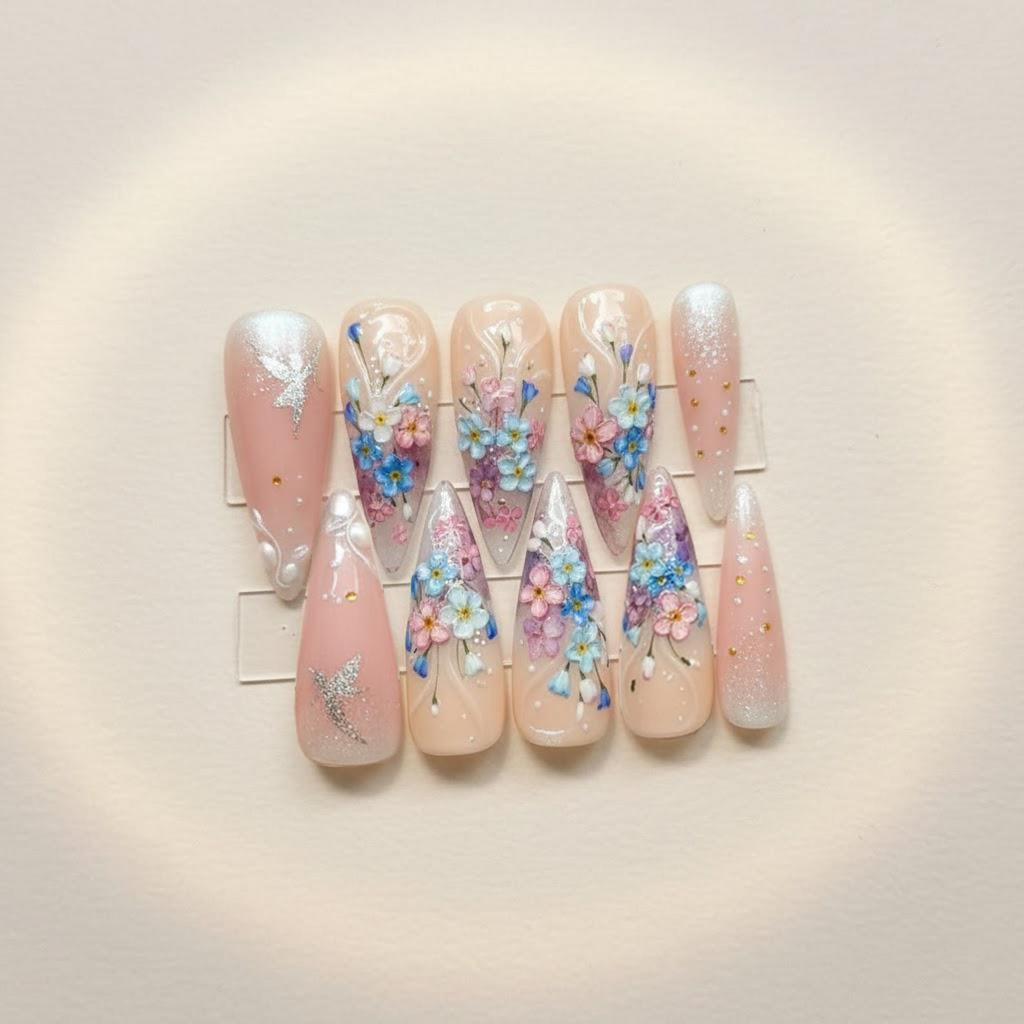 Fairycore Dreamy Floral Nails
