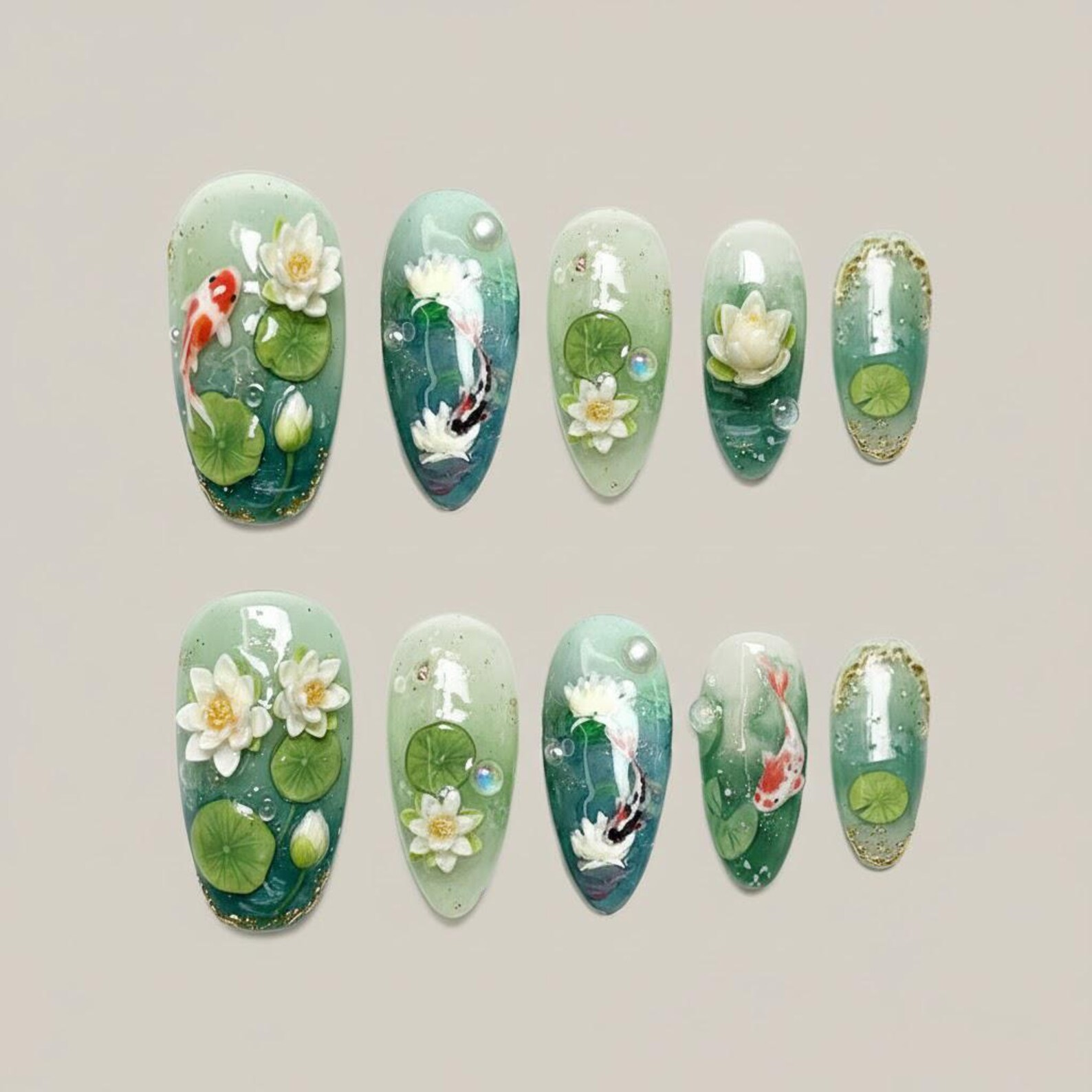 Spring Koi Fish Nature Nails