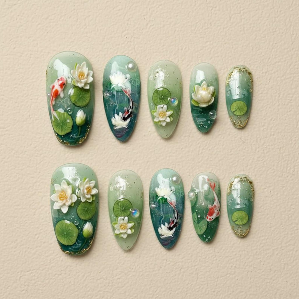 Spring Koi Fish Nature Nails