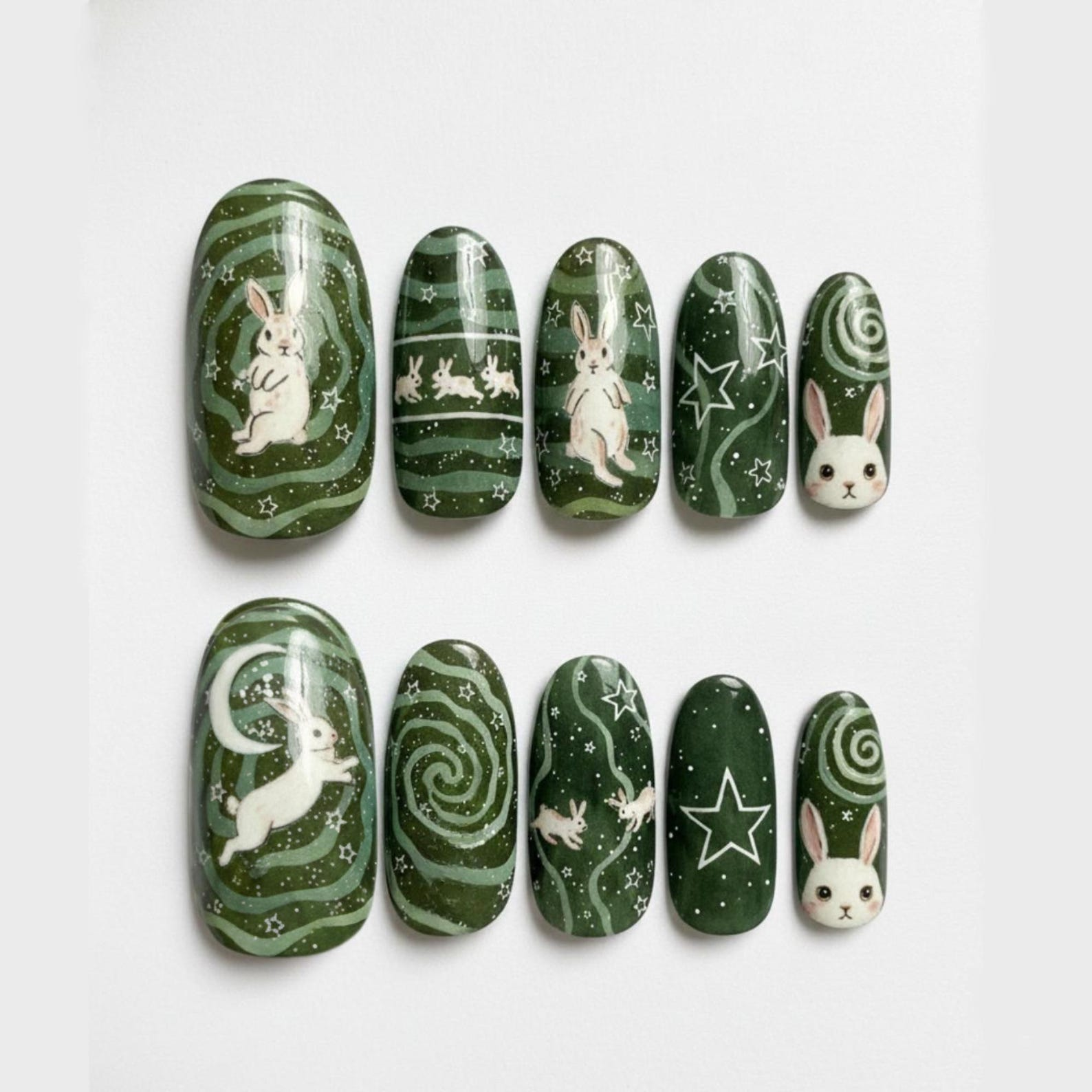 Forest Bunny Night Press On Nails