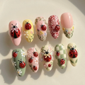 Hand Painted Pastel Ladybug Cottage Nails