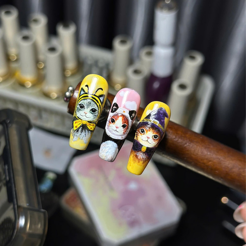 Hand Painted Cat Cosplay Nails
