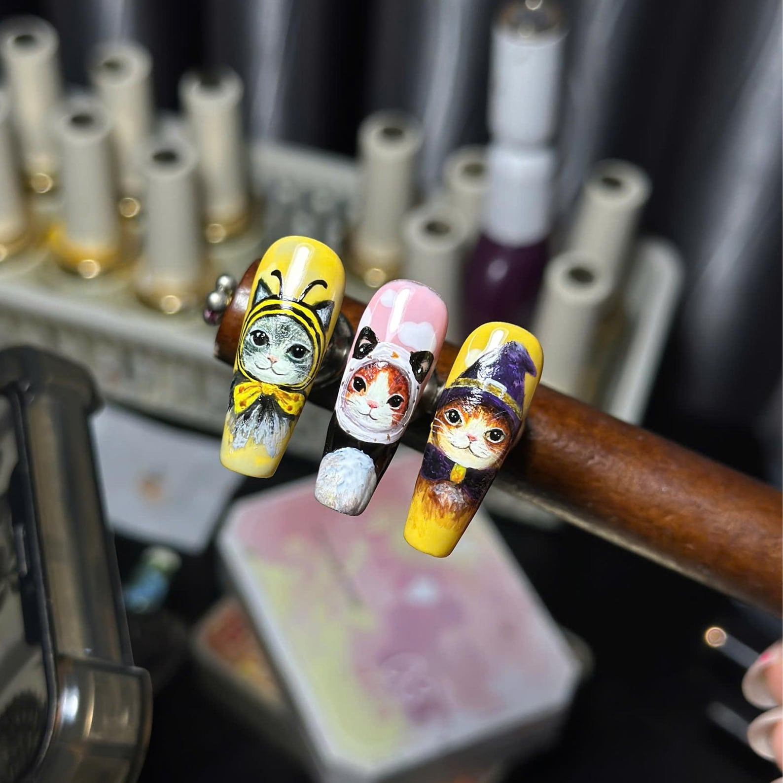 Hand Painted Cat Cosplay Nails