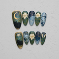 Midnight Garden Moon Cat Nails