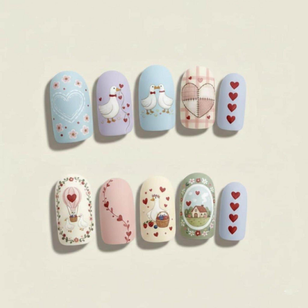 Valentine Goose Press On Nails