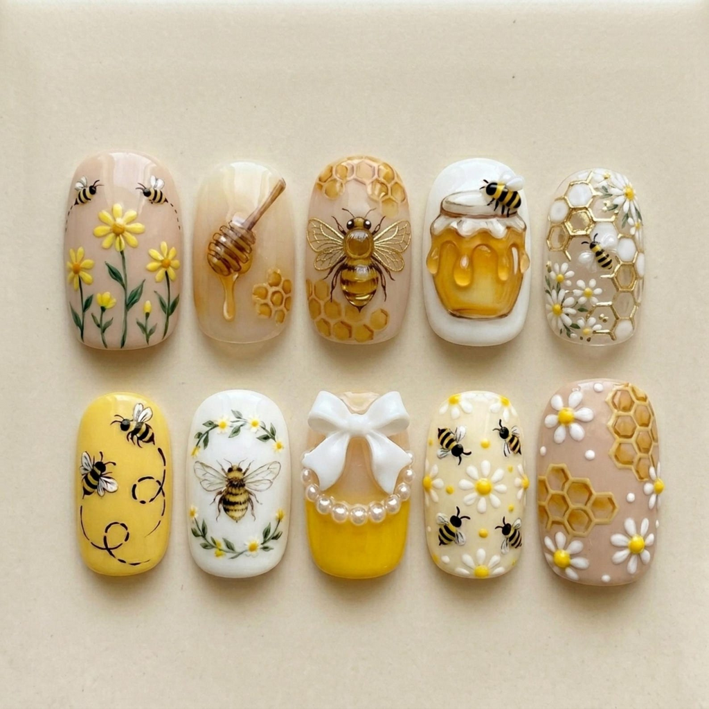 Bee Honey Press On Nails