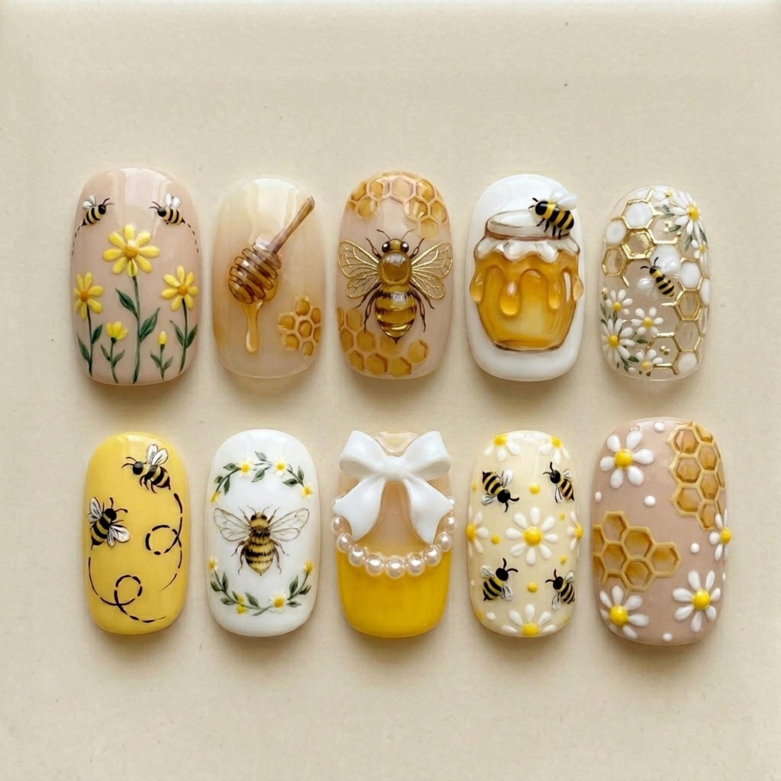 Bee Honey Press On Nails