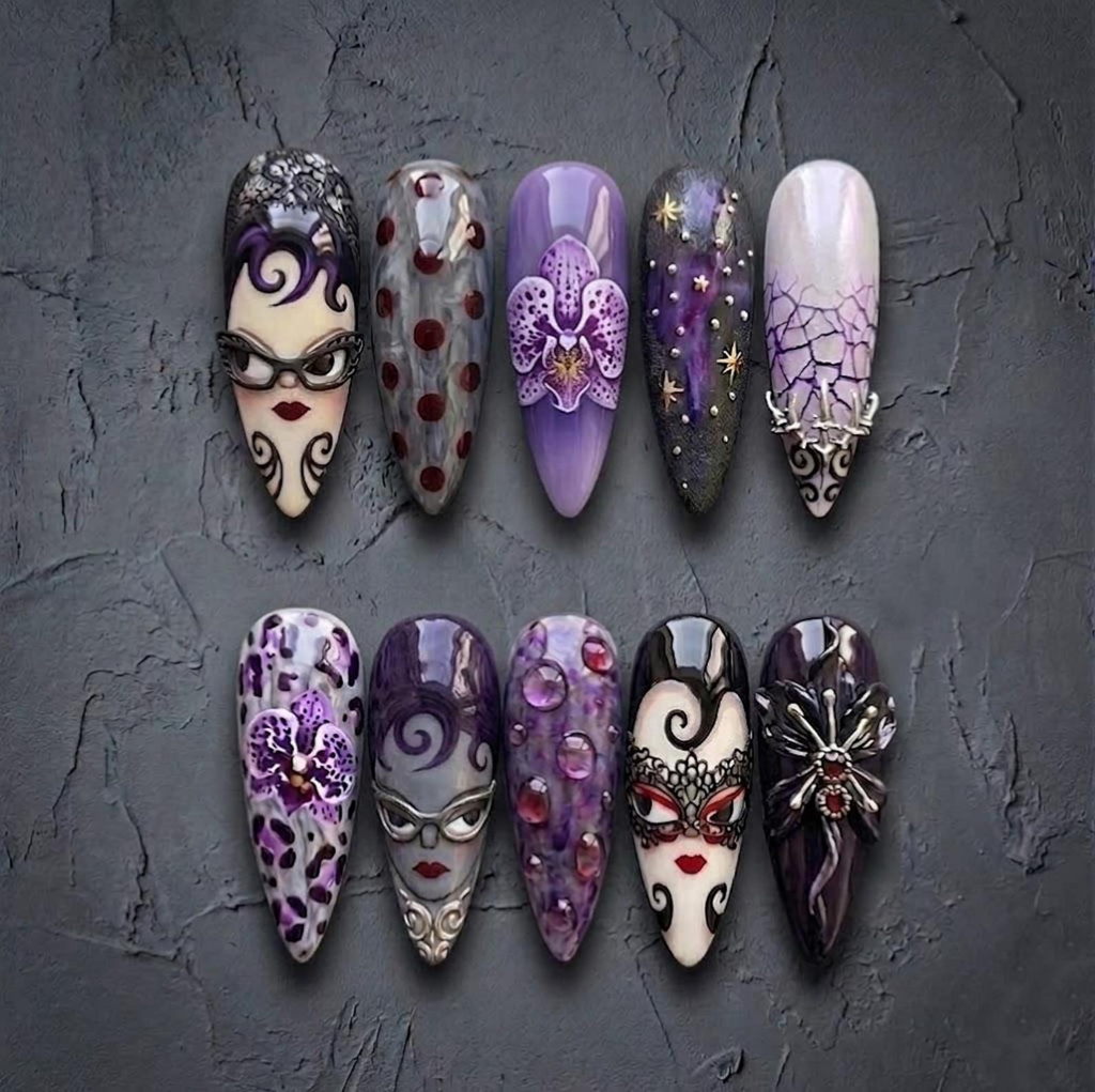 Vintage Dark Gothic Doll Nails