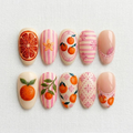 Hand Painted Orange Fruit Press On Nails