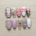 Pastel Bunny Dream 3D Bow Nails