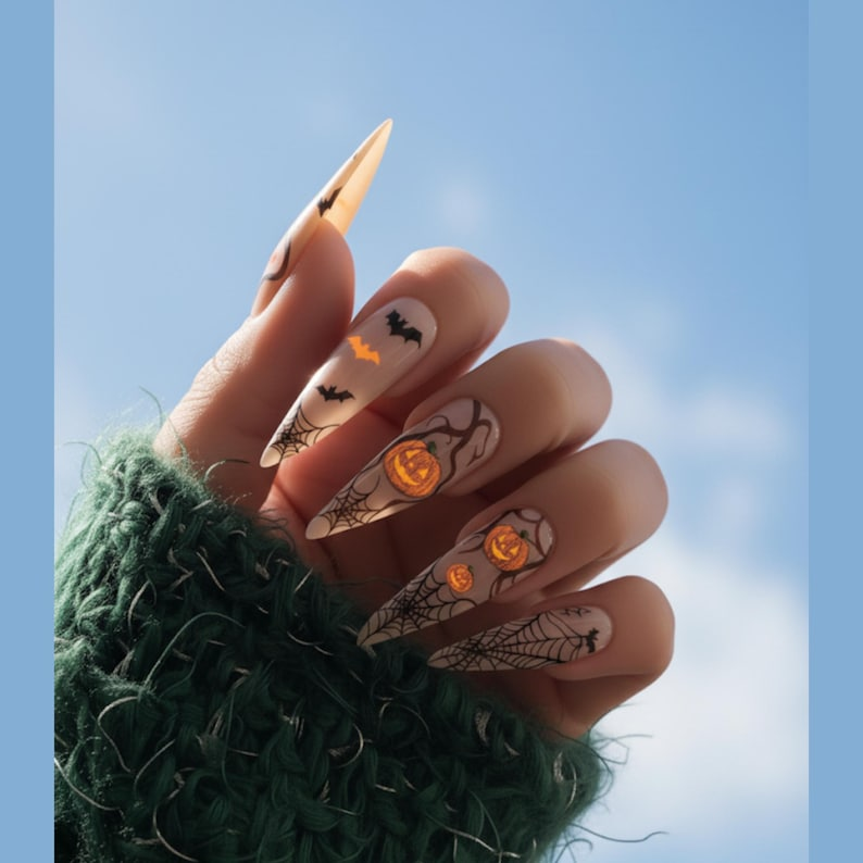 Glow In The Dark Pumpkin Nails