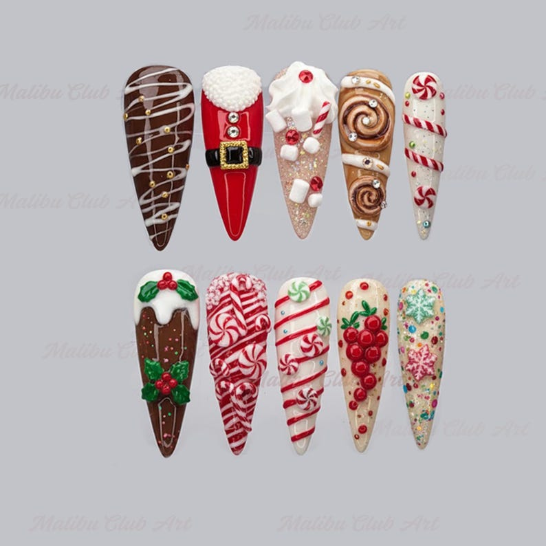 Ice Cream Christmas Press On Nails