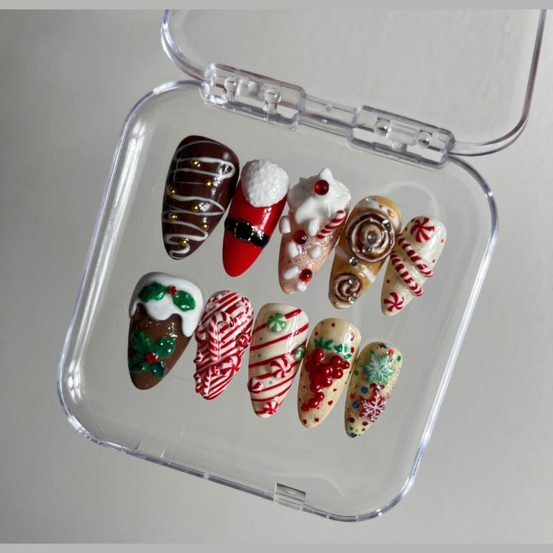 Ice Cream Christmas Press On Nails