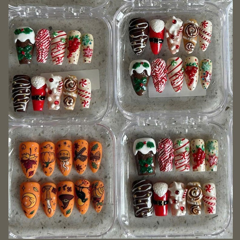 Ice Cream Christmas Press On Nails