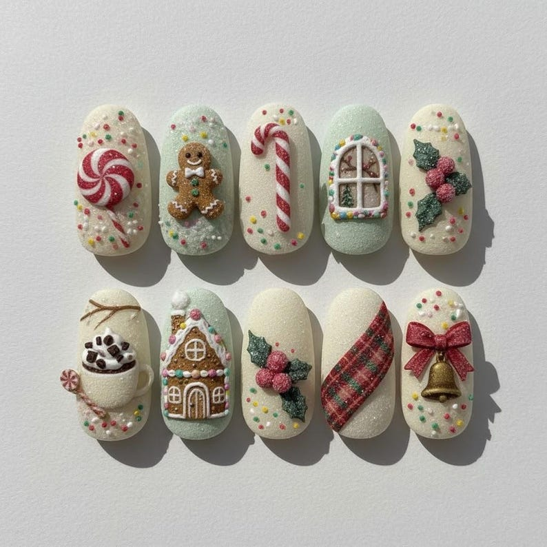 Mistletoe Christmas Nail Art