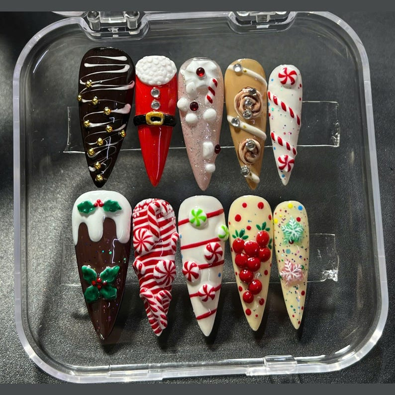 Ice Cream Christmas Press On Nails