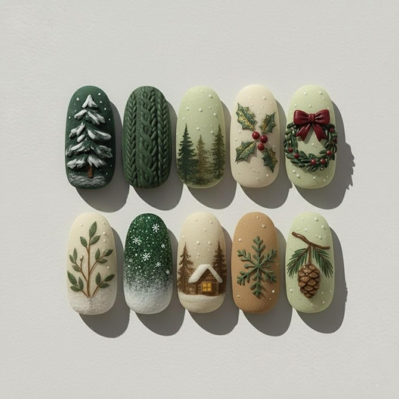 Forest Green Christmas Nail