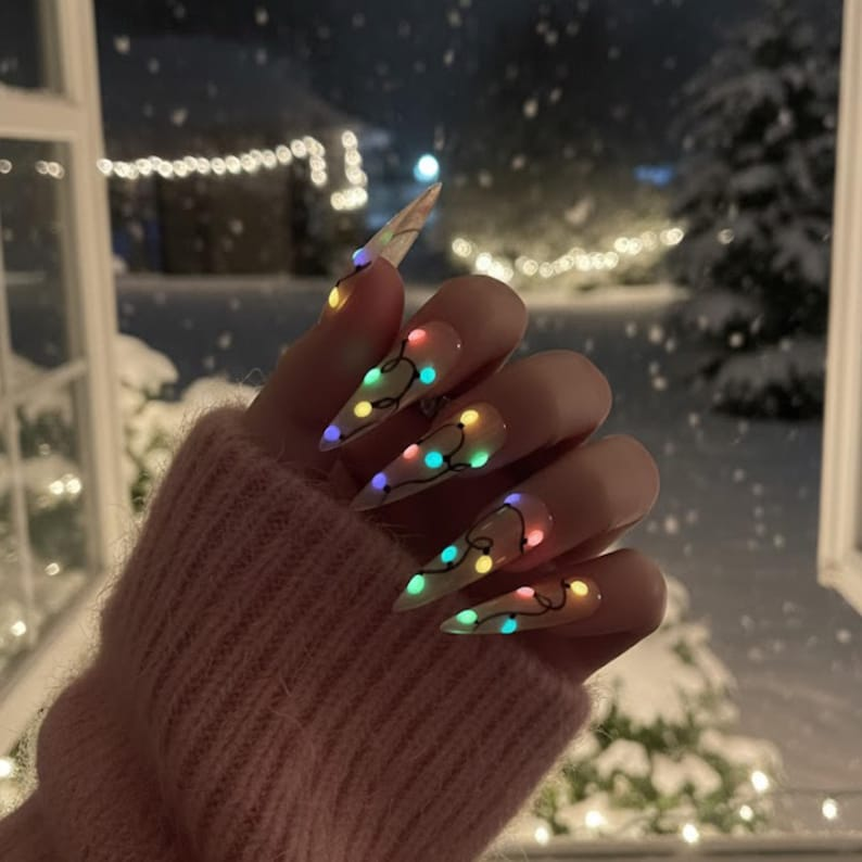 Christmas Light Glow In The Dark Nails