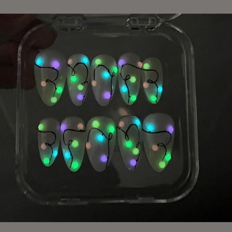 Christmas Light Glow In The Dark Nails