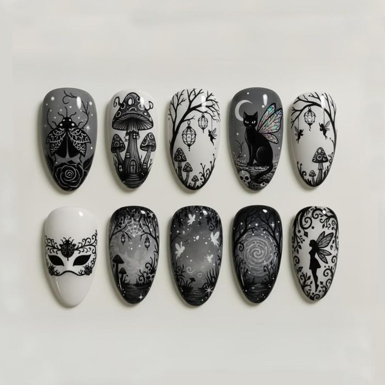 Gothic Ladybug Fairy Tale Nails