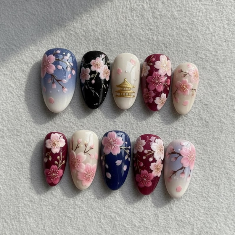 Cherry Blossom Sakura Press On Nails