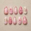 Pink Celestial Blossom Moon Nails