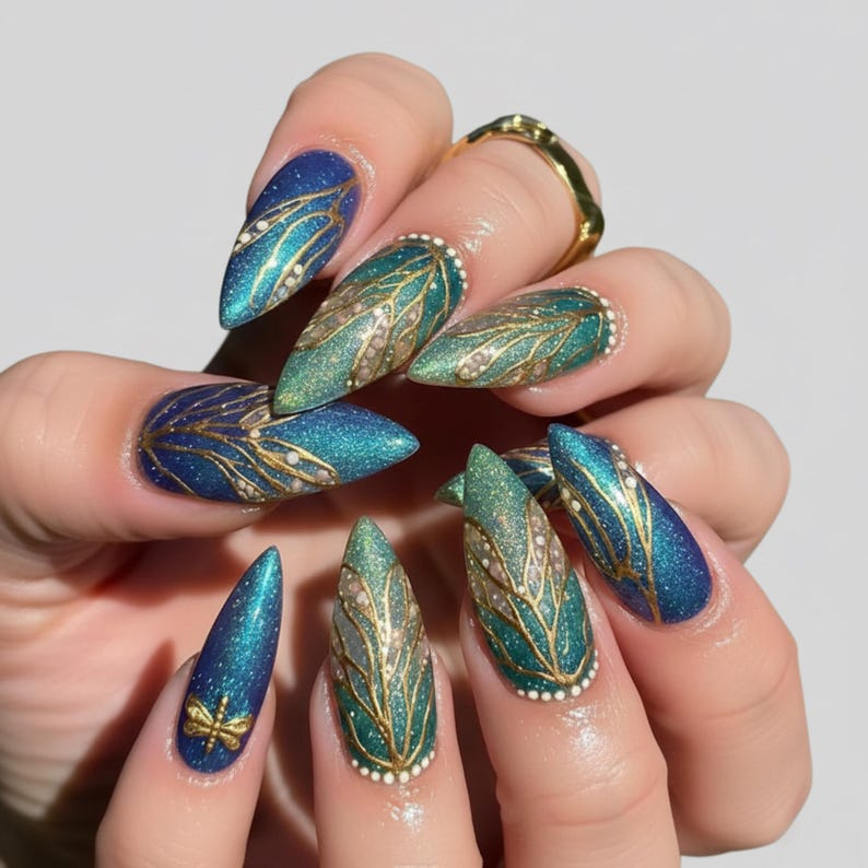 Mystic Dragonfly Wings Press On Nails