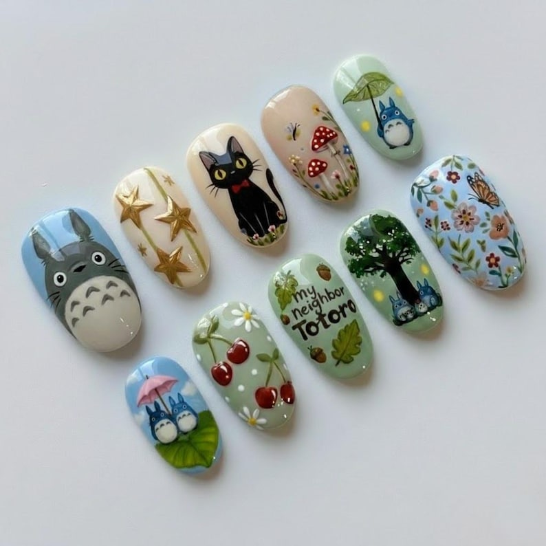 Kawaii Anime Spring Forest Nails