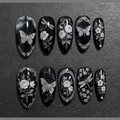 Gothic Butterfly Floral Press On Nails