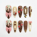 Chocolate Bunny Strawberry Dessert Press On Nails