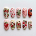Strawberry Ladybug Garden Nails