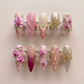 Pink Orchid 3D Flower Press On Nails