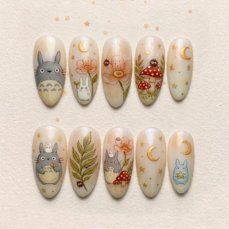 Anime Inspired Mushroom Nails