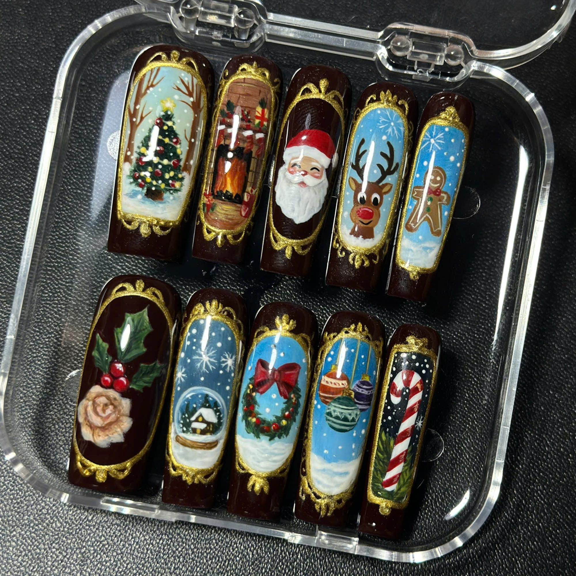 Vintage Winter Santa Christmas Nails