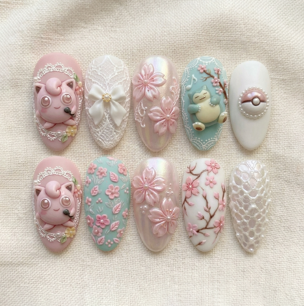 Jiggly Pink Blossom Fairy Nails
