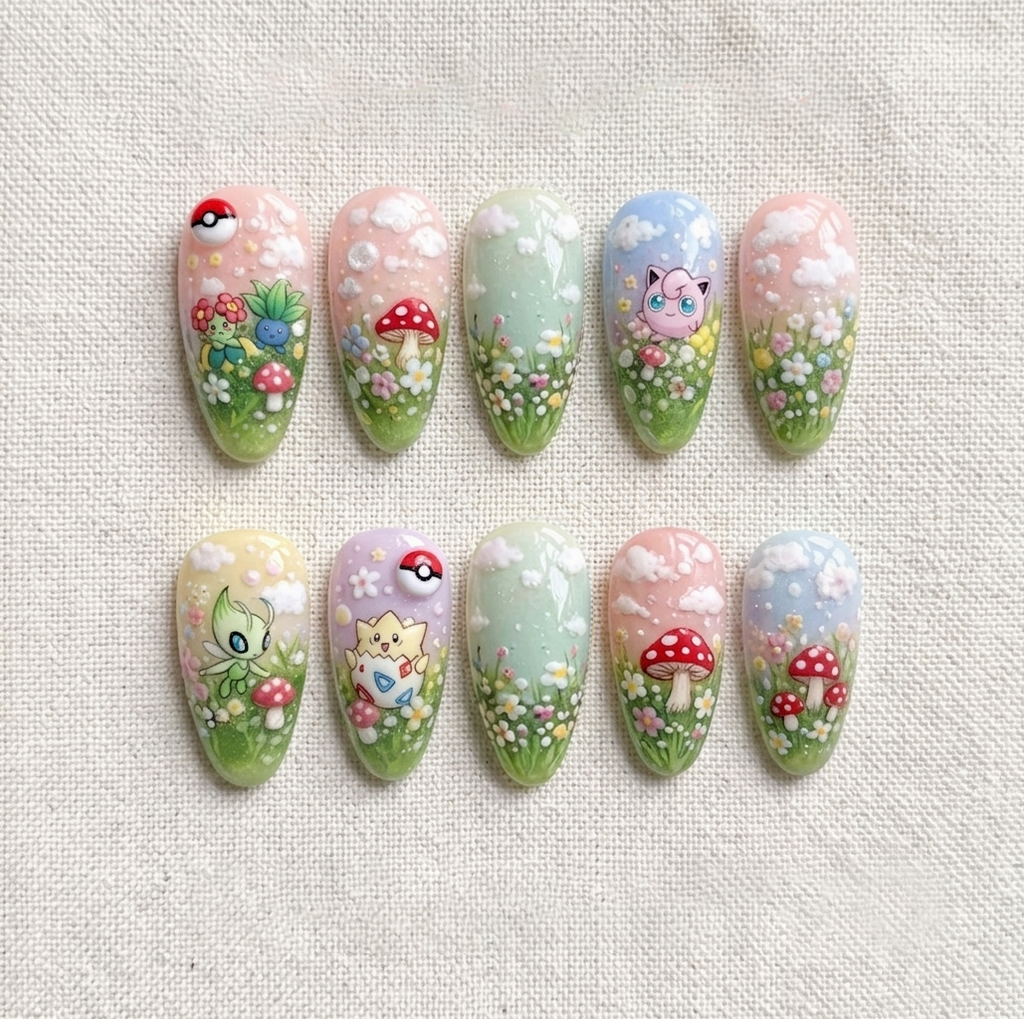 Pastel Meadow Pkm Nail Set